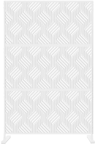 SIEDITI FUORI E DENTRO Pannello traforato decorativo in metallo, separe divisorio da esterno o interno, pannello frangivista giardino, separé paravento in acciaio versatile (Motivo Trama, Bianco)