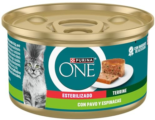 Purina ONE Bifensis Comida Húmeda para Gato Esterilizado Adulto con Pavo y Espinacas, Lata de 85g