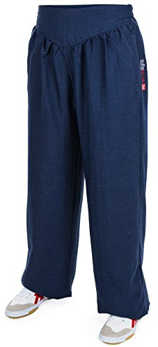 wu designs Baumwolle (Leicht) Damen Kung Fu & Yoga Trainingshose Nachtblau 190