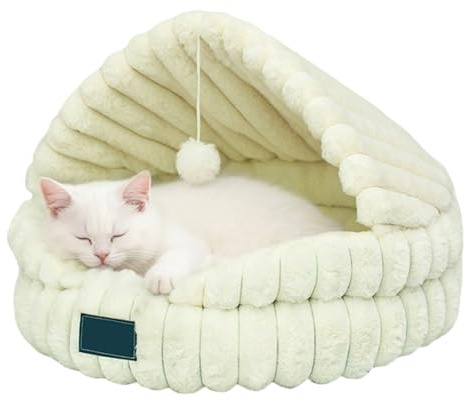 Cuccia Riscaldata per Gatti Inverno | Morbido Letto Rotondo per Cani | Cuccia per Animali Domestici Semichiusa per Inverno,Ideale per Camera da Letto Soggiorno Studio Riposo Notturno e Diurno Post