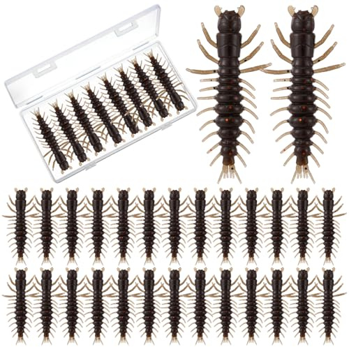 Relaxgiant 36 Pcs Hellgrammite Fishing Lures 3 Inch Soft Plastic Hellgrammite Fly Realistic Fishing Bait Artificial for Freshwater (Brown)