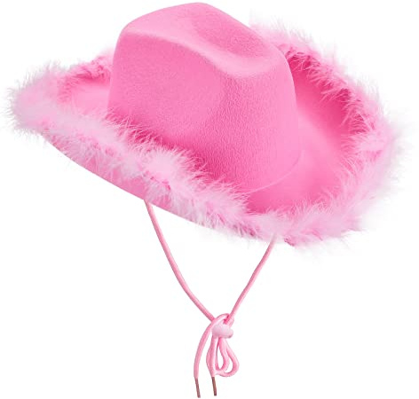 OGBK Cowboy-Cowgirl-Hut mit Federboa für Damen und Unisex – perfekt für Party-Kostüme und Verkleidungen für alle Altersgruppen(Style3,One Size)
