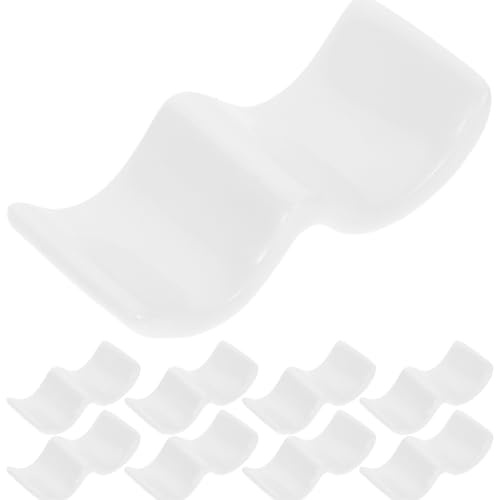 STAHAD Set 10 Pezzi Poggia-Bacchette e Porta Cucchiaio in Porcellana Bianca Supporto Posate da Tavola in Ceramica Accessori Cucina per Ristorante e Uso Domestico
