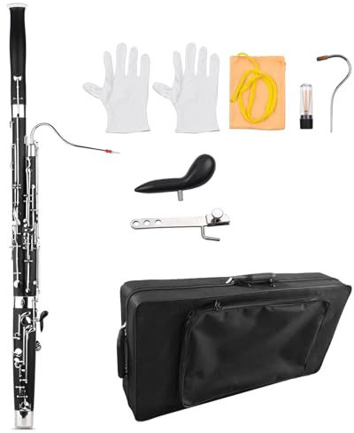 Generic Instrumento de Viento de Madera Fagot con Llave C Profesional Cuerpo de Madera Sintética Teclas Plateadas Tono Cálido Ideal para Bandas de Concierto y Orquestas Color Negro 53,1 X 2,7 X 2,4