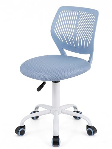 GREENSAPPIRE Desk Chair, Height Adjustable Study Chair with Swivel, PU Casters & Gas Lift, Ergonomic Desk Chair for Home, School and Office, Comfortable Task Chair (Blue)
