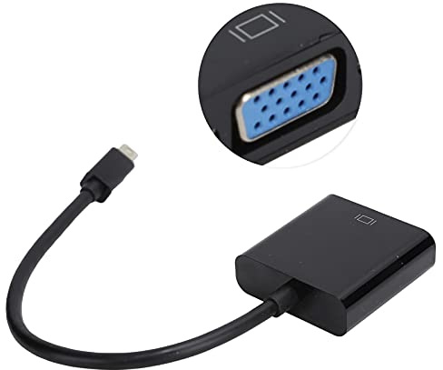 Eminchu Mini Till VGA-adapter Kompakt Bärbar Konverterkabel för ThinkPad Black ABS Hållbart Material
