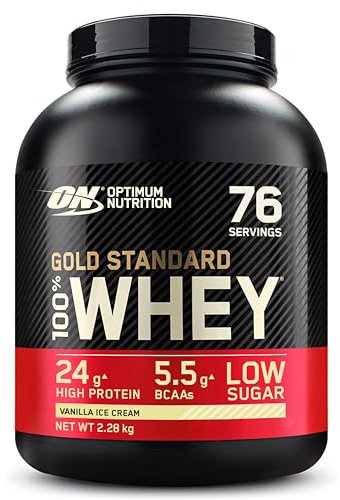 Optimum Nutrition Gold Standard 100% Whey, Proteinpulver, Geschmack Vanilla Ice Cream, 2.28kg, 76 Portionen