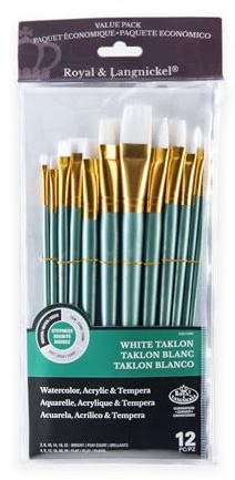 Royal Brush Manufacturing Royal and Langnickel Zip N' Close 12-Piece Brush Set, White Taklon