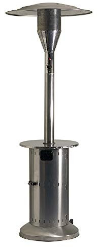 FAVEX - Parasol Chauffant gaz - Commercial INOX - Extérieur - Prêt à l'emploi livré avec Tuyau et détendeur - 4 à 15 KW - 20m² - 88 x 88 x 230 cm