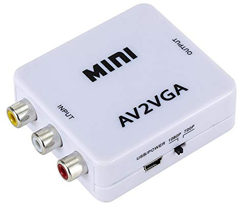 Docooler Mini AV2VGA videokonverterare box AV RCA CVBS till VGA videoomvandlare med 3,5 mm ljud till PC HDTV-omvandlare