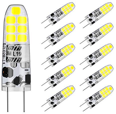 Auting G4 LED Lampen 12VAC/DC, 2W LED G4 leuchtmittel 6000K Kaltweiß LED Birnen Glühbirne Ersatz für 20W Halogenlampen 360°Abstrahlwinkel Kein Flackern Energiesparlampe,10er Pack