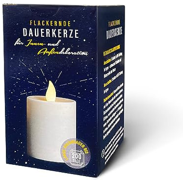 DECOTREND Bougie funéraire LED - Durée de combustion de 200 jours - Pile incluse - Blanc