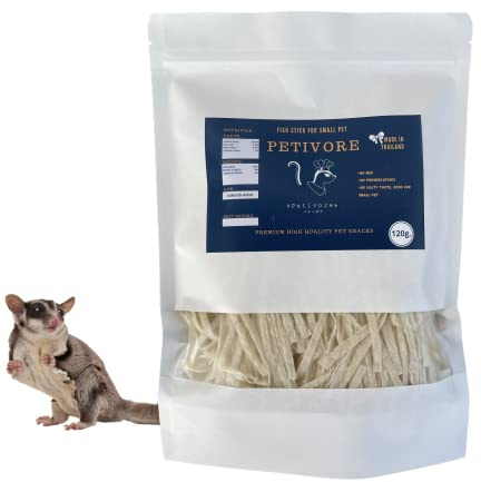 PETIVORE Premium Large Pack Fish Stick for Sugar Glider - Made with Real Fish - Hamster, Squirrel, Chinchillas, Marmoset, Small Exotic Animal Pet Treats, Snacks and Food (120g)