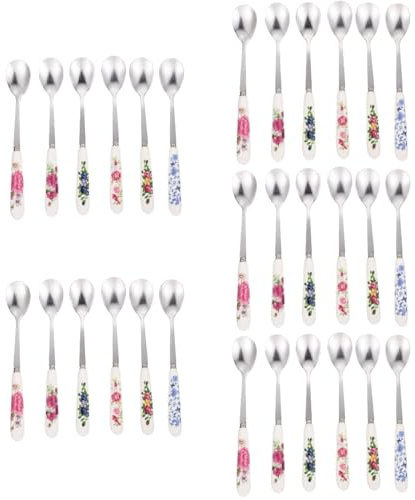 Angoily 30 Pcs Stainless Steel Coffee Spoons,6 Inch Teaspoons Set,Dessert Spoons Mixing Spoon for Hot Drinks,Espresso,Japanese Soup Spoons,Cute Spoons for Tea Sugar Cake Ice Cream Tableware