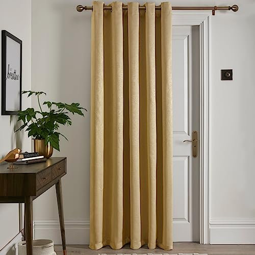 Fusion Ochre Single Curtain (W66 x L84, 168 x 214cm) - 1x Panel - Eyelet - Thermal for Bedroom/Living Room - Ochre Curtain & Drape - Strata Collection