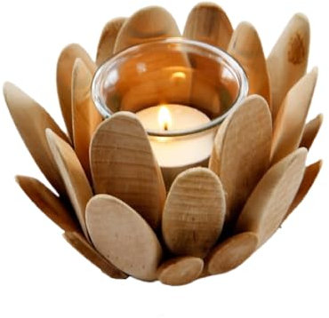 Bafnsiji Portavelas de Loto de Madera, Portavelas de té de Madera, Portavelas de Flor de Loto, Portavelas Tealight para el hogar Decorar la Mesa Central de la Boda de la Oficina