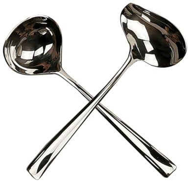 2 Pieces Stainless Steel Small Ladle, Gravy Ladle, 7.3” Sauce Drizzle Spoon with Spout, Small Sauce Spoon for Gravies and Dressings, Silver