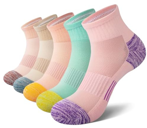 EKSHER Chaussettes Femme 39 42 5 Paires Homme Socquettes Originales Fantaisie Coton Sport Running Randonnée Confortables Respirant Epaisses Basses Chaussette Socks