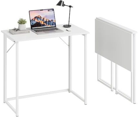 Dripex Klappschreibtisch Faltbar Tisch 80 x 46 x 74 cm Kleiner Schreibtisch klappbar Computertisch Platzsparender Tisch für Homeoffice Arbeitszimmer PC (Weiß-Montage)