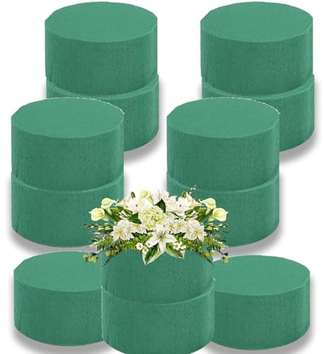 BRITECO 12PCS Floral Foam Round - Foam Blocks for Fresh & Artificial Flower Arrangements, DIY Wet Foam for Weddings & Home Decor