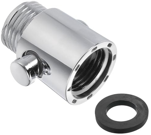 sourcing map Water Flow Control Valve, 1 PCS G1/2 Universal Size Shower Head Shut Off Valve, Button Type Flow Control Valve for Shower Head, Bidet Spray or Hose (Silver)