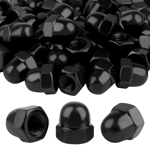 RISF 50 Pices crous Borgne M8 Hexagonaux, Galvanises Dme, Noirs, M8 Hexagonaux, Acier au Carbure pour Vis de Velo Tiges Filetees