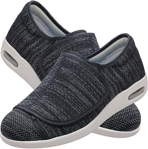 Zapatos pies anchos Zapatillas Cómodas Ancho Especial Zapatos Especiales para Juanetes Mujer Calzado Ancho Especial Hombre zapatillas señora mayor ancho especial pie diabetico(BlackGrey,42 EU)