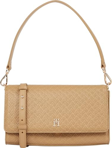 Tommy Hilfiger Monogramm-Umhängetasche mit abnehmbarem Crossbody-Gurt, Safari Canvas