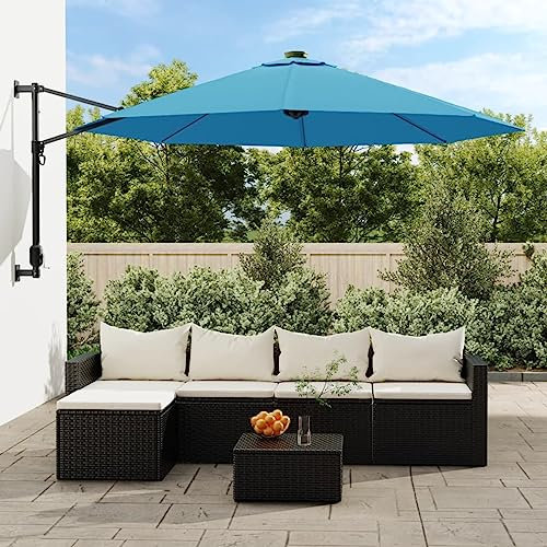 Tidyard Parasol Mural Bleu Marine 290 cm Pare-Soleil Pliable, Parasol de Jardin pour Terrasse, Balcon, Plage, Piscine