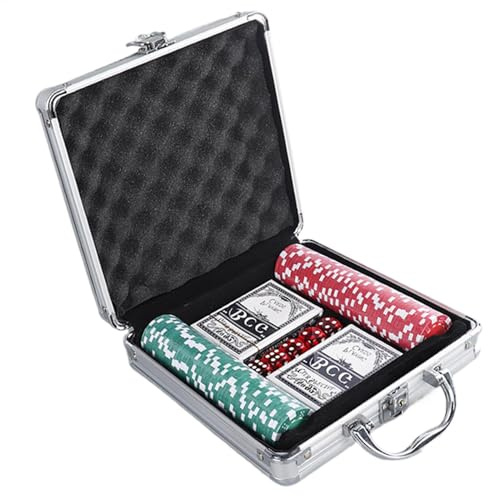 Bsbkoj Pokerchips set, kvalitets pokerkit med aluminiumfodral, 20 x 20 cm | (7,87 x 2,76 tum) professionellt kortspelschips för Texas Hold'em, Blackjack, Club Tournaments