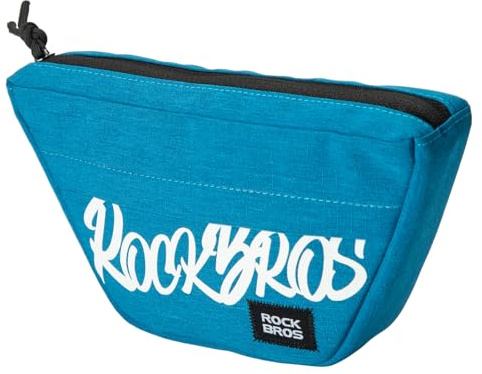 ROCKBROS Borsa Manubrio Bici, Borsa da Manubrio per Bicicletta, Borsello Anteriore MTB Leggera, Adatta per Bici da Montagna Strada Pieghevoli, Trapezoidale, 0,7L, Blu