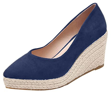 Espadrillas Donna Zeppa Chiuse Scarpe Eleganti a Punta Morbido con Fibbie E Cinturini Espadrillas Estivi Chiuse Plateau Platform Sandalo Comode Basso con Plateau Sandali con Zeppa Estivi con Lacci