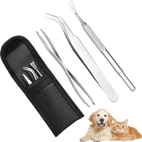 afhgdjr Juego de 3 alicates para garrapatas, extractor de garrapatas, alicates para perros, pinzas para garrapatas humanos, ganchos para garrapatas para personas, niños, gatos (con bolsa de