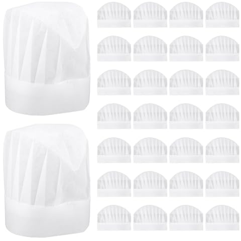 BOXOB 30pz Cappelli da Cuoco per Bambini, Cappellini da Cuoco Bianchi Bambini Usa e Getta Traspiranti per Cucinare Cucinare Pizza Feste Bambinis
