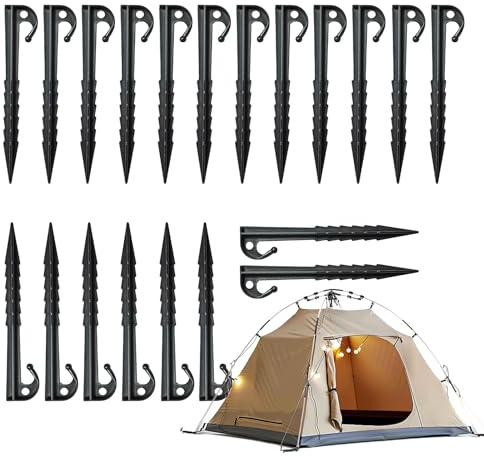 Estacas para Tienda De Campaña - 20 Unidades Estacas De Camping Resistentes,Accesorios Camping para Viaje Playa Jardín Invernadero Césped Y Sombrillas