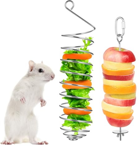 YBEATY 2 PCS Rat Enrichment Toys Enrichment Foraging Toy Stainless Steel Vegetable Skewe Foraging Hanging Feed Tool Fancy Mice Cage Accessories Puzzle Toy Hanging Rodent Toys Slow Feeder for Parakeet