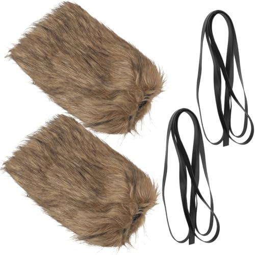 VALICLUD Calentadores De Piernas De Piel Sintética Para Cosplay Vikingo Unisex Con Correas Ajustables Fundas Peludas Para Botas Complementos Disfraz Medieval Halloween 11.81X7.87X1.18In