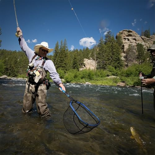 FACAIIO Retractable Folding Fishing Net 107 cm, Aluminum Alloy Landing Net with Floating Function for Pond Fishing, 2-Section Telescopic Design, 480g