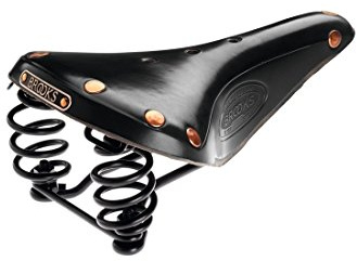 Brooks England Flyer Special, Touring Leather Handmade Bike Saddle With Suspension Springs and Hand-hammered Copper Rivets, Black, One Size
