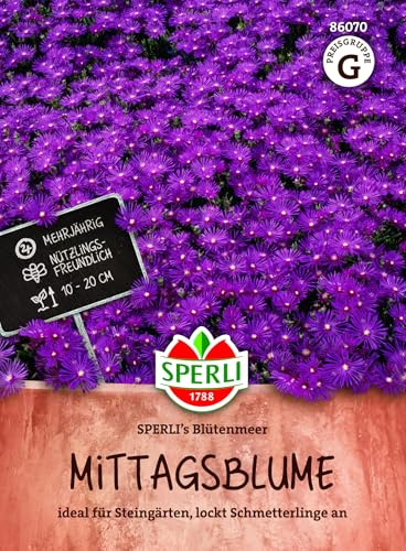 Sperli Mittagsblumensamen SPERLI's Blütenmeer 86070 - einjährig, purpurner Blütenteppich, Bodendecker, 10–20 cm, für Steingärten Kübel, heiße trockene Standorte, lila Blüten, Blumenwiese