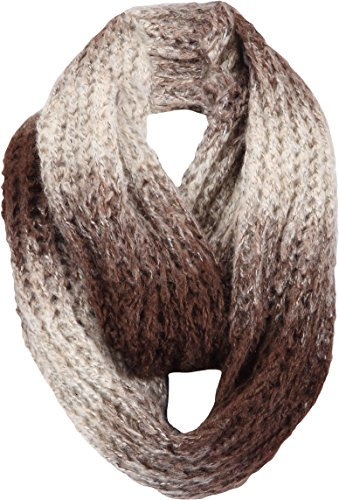Damen Schlauchschal- Loopschal - zweifarbiger Strick- Loopschal für Damen Herbst/Winter (braun)