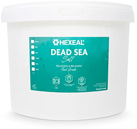 Hexeal Dead Sea Salt 10kg – 10kg Bucket of Food Grade Coarse Dead Sea Salt for Soothing Baths, Beauty & Cosmetics – 100% Natural Salts for Bathing & Relaxation