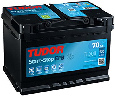 Tudor TL700 Batería de Coche Tudor 70Ah 720A, EFB, Apta para Automóviles de turismo y Coches con Sistema Start-Stop