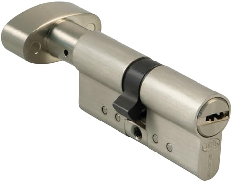 Amig - Cilindro de seguridad con muletilla - Cerradura para puertas - Bombín de Alta Seguridad - Antiganzúa y Antibumping - Incluye 5 llaves - Cromado Mate - Medidas: 62 (31-31 mm)