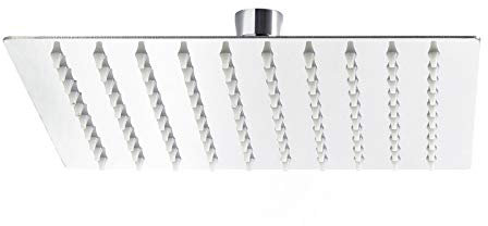 Wiltec Soffione doccia quadrato 25x25cm effetto pioggia in acciaio inossidabile