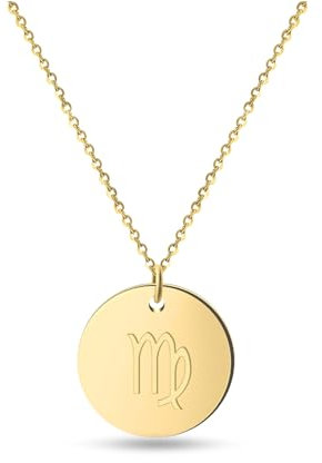 GD GOOD.designs Sternzeichen Kette Gold 18 Karat - Wasserfest I Vergoldete Halskette mit Horoskop Anhänger I Zodiac Necklace aus Edelstahl für Damen