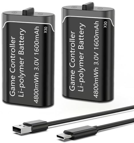 uowlbear Cargador de batería para controlador con 2 baterías recargables para control Xbox One, batería de alta capacidad de 2600 mAh para Xbox Series X/s, Xbox One, Xbox One S, Xbox One X, Xbox One