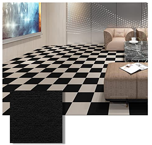 10 Stück Selbstklebende Teppichfliesen, 30 X 30 cm, Abziehen Und Aufkleben, rutschfeste Teppichbodenfliesen Für Wohn- Und Gewerbliche Teppichquadrate Für Bodenbeläge(Color:Schwarz)