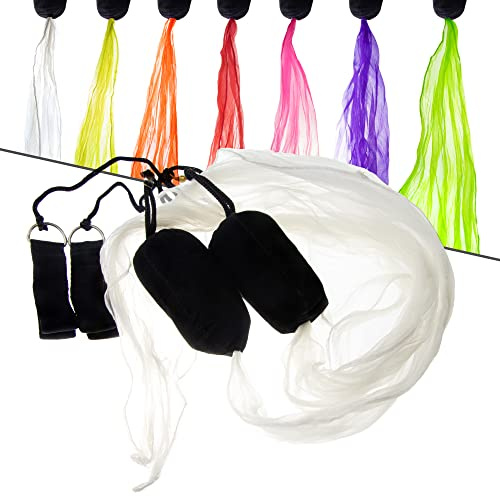 Juggle Dream Set di Mini Scarf Poi – Bollas Foulard – Pratique de Jonglage – Spiral Pois Junior Kit avec Vidéo d'apprentissage en Ligne (Blanc)