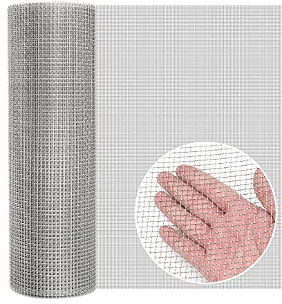 5 Mesh Drahtgitter Edelstahl, 40cm x 610cm Edelstahlgeflecht Zufälliges Zuschneiden Edelstahlgeflechtsieb für DIY Projekte (1 Rolle)